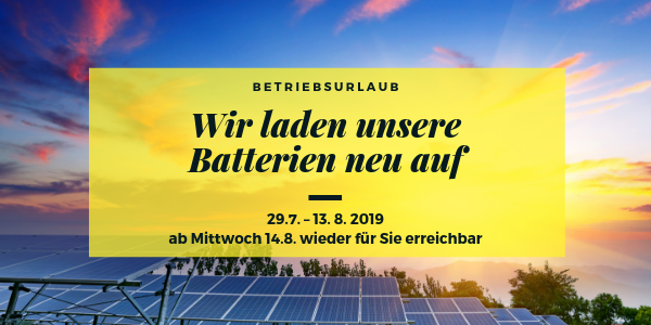 Info zum Rappold Betriebsurlaub 2019